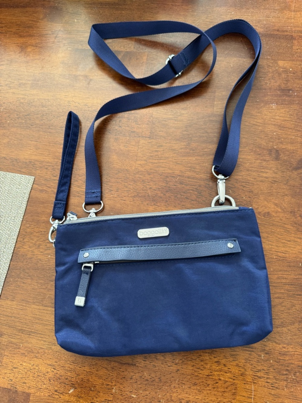 Baggallini small navy blue crossbody bag